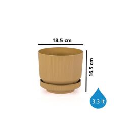 Omnipazar SO-S282 Dekoratif Tabaklı Lüks Çizgi Desenli Saksı 3.3 Litre Gold