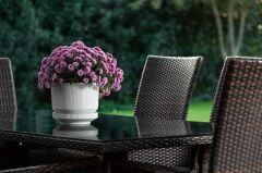 Omnipazar SO-S283 Dekoratif Tabaklı Lüks Çizgi Desenli Saksı 6 Litre YEŞİL