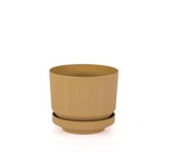 Omnipazar SO-S283 Dekoratif Tabaklı Lüks Çizgi Desenli Saksı 6 Litre Gold