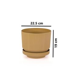 Omnipazar SO-S283 Dekoratif Tabaklı Lüks Çizgi Desenli Saksı 6 Litre Gold