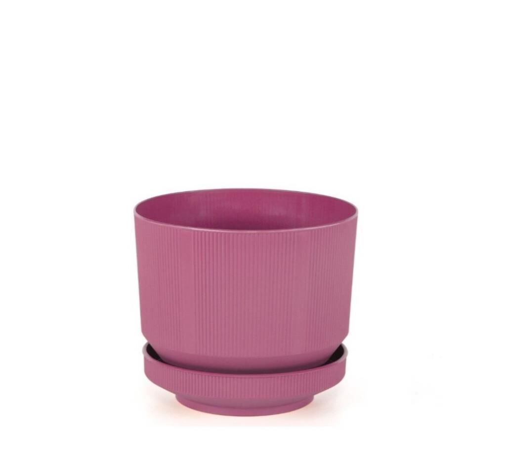 Omnipazar SO-S284 Dekoratif Tabaklı Lüks Çizgi Desenli Saksı 9 Litre Vişne (102)