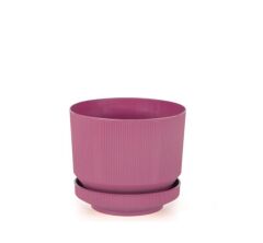 Omnipazar SO-S284 Dekoratif Tabaklı Lüks Çizgi Desenli Saksı 9 Litre Vişne (102)