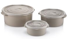 Omnipazar SY-2900 Yuvarlak Plastik Mikrodalga Saklama Kabı 3 lü Set Krem