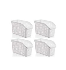 Omnipazar SY-2170 Plastik Küçük Dolap İçi Sebze Meyve Düzenleyici Beyaz 4 lü Set Beyaz