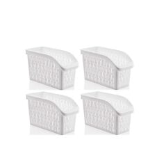 Omnipazar SY-2170 Plastik Küçük Dolap İçi Sebze Meyve Düzenleyici Beyaz 4 lü Set Beyaz