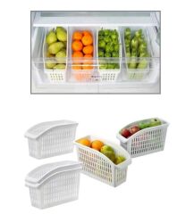 Omnipazar SY-2170 Plastik Küçük Dolap İçi Sebze Meyve Düzenleyici Beyaz 4 lü Set Beyaz