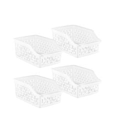Omnipazar SY-2171 Plastik Büyük Dolap İçi Sebze Meyve Düzenleyici Beyaz 4'lü Set Beyaz