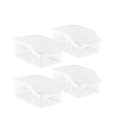 Omnipazar SY-2171 Plastik Büyük Dolap İçi Sebze Meyve Düzenleyici Beyaz 4'lü Set Beyaz