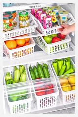 Omnipazar SY-2171 Plastik Büyük Dolap İçi Sebze Meyve Düzenleyici Beyaz 4'lü Set Beyaz