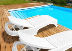 Omnipazar SY2536 Beyaz Brezza Royal Rattan Lüks Şezlong