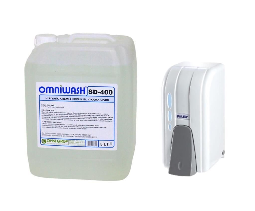 Omniwash SD-400 5000 ml Köpük El Sabunu ve 500 cc Dispenser Seti Beyaz