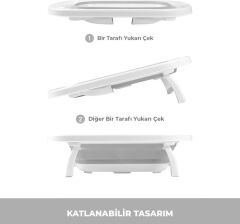 Omnipazar AK-779 Katlanır Bebek Yıkama Banyo Küvet 3'lü Set Beyaz-Gri