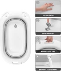 Omnipazar AK-729 Katlanır Bebek Yıkama Banyo Küveti Beyaz - Gri