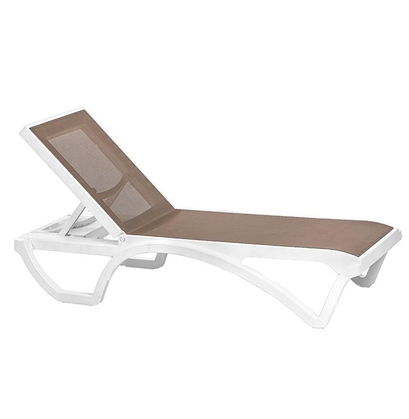 Omnipazar SY-2534 Beyaz-Kahve Royal Fileli Lüks Şezlong