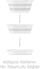 Omnipazar AK-727 Katlanır Sele Çamaşır Sepeti Büyük Boy Beyaz - Gri