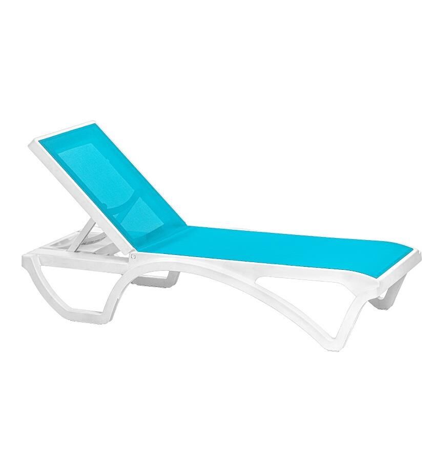 Omnipazar SY-2534 Beyaz-Turkuaz Royal Fileli Lüks Şezlong