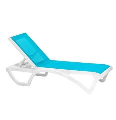 Omnipazar SY2534 Beyaz-Turkuaz Royal Fileli Lüks Şezlong