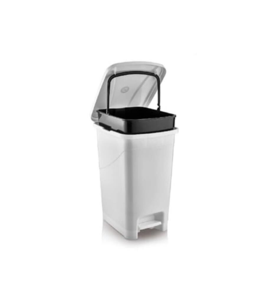 Omnipazar SRL-3028 Slim Pedallı İç Kovalı Plastik Çöp Kovası 15 Litre Beyaz