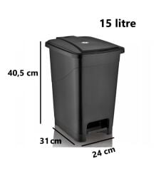 Omnipazar SRL-3028 Slim Pedallı İç Kovalı Plastik Çöp Kovası 15 Litre Siyah