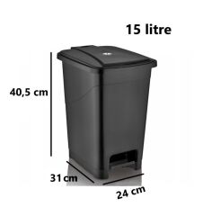 Omnipazar SRL-3028 Slim Pedallı İç Kovalı Plastik Çöp Kovası 15 Litre Siyah