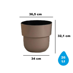 Omnipazar SO-KUP5 Kuple Plastik İç Kovalı Saksı Takımı 26 Litre No 5 Mocha