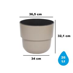 Omnipazar SO-KUP5 Kuple Plastik İç Kovalı Saksı Takımı 26 Litre No 5 Kirli Beyaz (113)