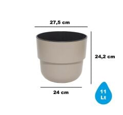 Omnipazar SO-KUP4 Kuple Plastik Saksı Takımı İç Kovalı 11 Litre No 4 Kirli Beyaz (113)