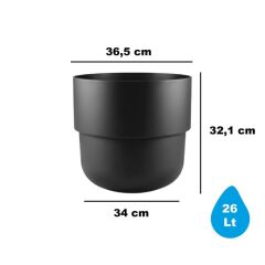 SO-KUP5 Kuple Plastik İç Kovalı Saksı Takımı No:5 26 Lt Siyah 3 Adet