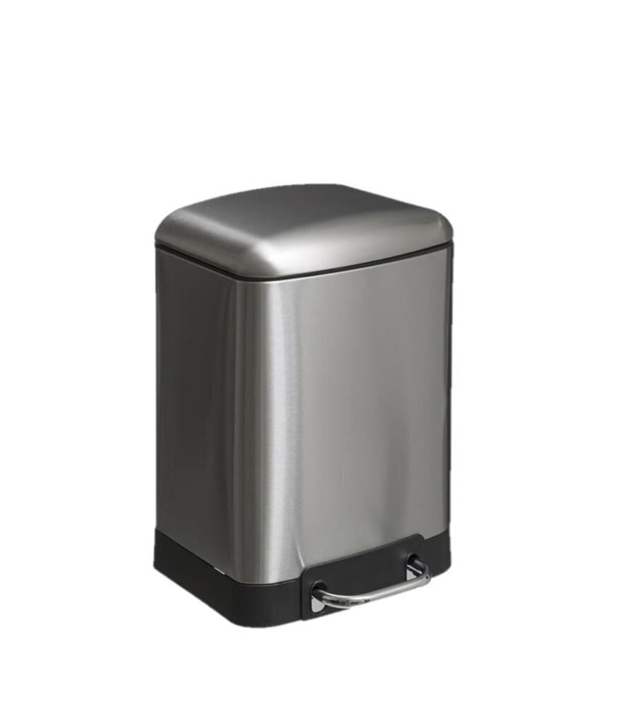 Omnipazar Genesit GSC501l Kare Pedallı Paslanmaz Çöp Kovası 6 litre Gri