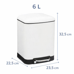 Omnipazar Genesit GSC501W Paslanmaz Kare Pedallı Çöp Kovası 6 litre Beyaz