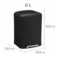 Omnipazar Genesit GSC501B Kare Pedallı Çöp Kovası Paslanmaz 6 litre Siyah