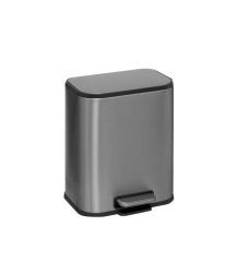 Omnipazar Genesit GSC502l Kare Pedallı Paslanmaz Çelik Çöp Kovası 5 litre Gri
