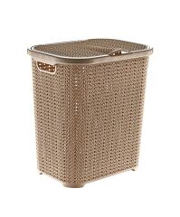 Omnipazar SY-4620 Plastik Örgü Desen Kirli Çamaşır Sepeti 55 lt Bej