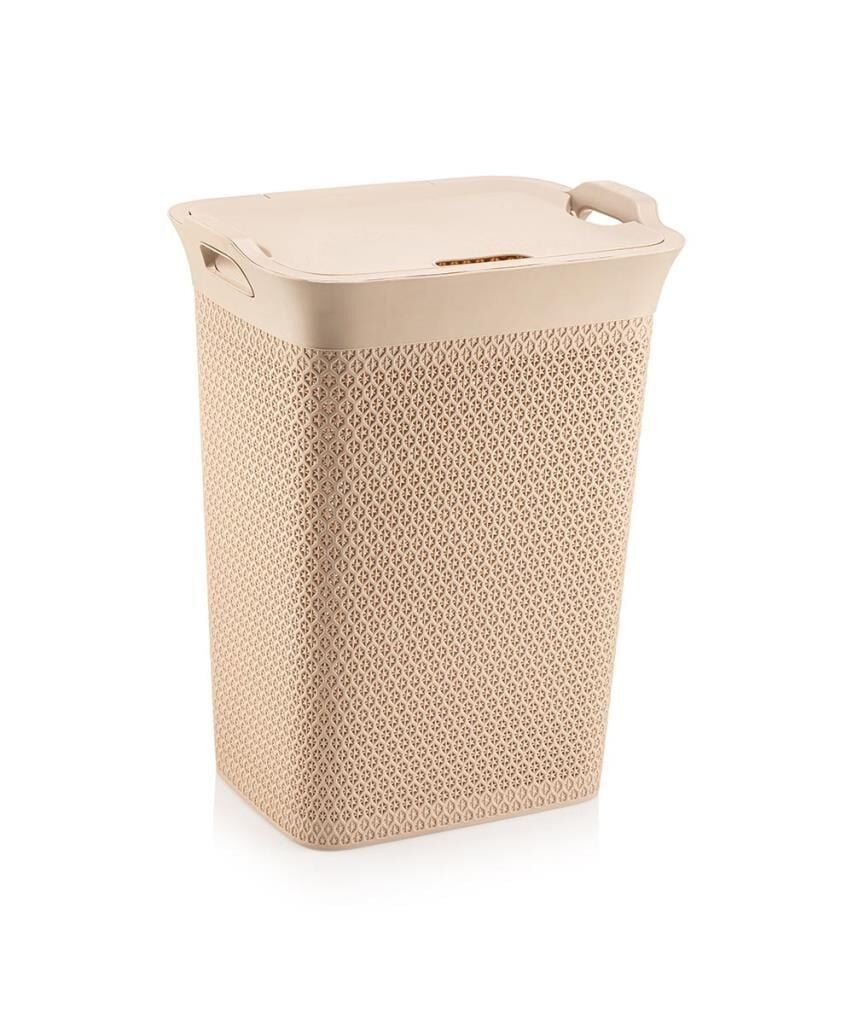 Omnipazar SY-4630 Plastik Safir Kirli Çamaşır Sepeti 55 lt Bej