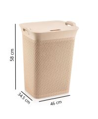 Omnipazar SY-4630 Plastik Safir Kirli Çamaşır Sepeti 55 lt Bej