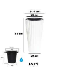Omnipazar SO-LVT1 Lilyum Vazo Saksı Takımı İç Kovalı 54 Litre No:1 Beyaz