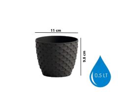 Omnipazar SO-KAP1 Kapadokya Dekoratif Plastik Saksı 0.5 Litre No 1 Antrasit (116)