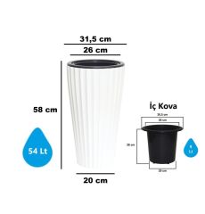 SO-LVT1 3 Adet Lilyum Vazo Saksı Takımı İç Kovalı 54 Lt No:1 Beyaz