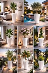 SO-LVT1 3 Adet Lilyum Vazo Saksı Takımı İç Kovalı 54 Lt No:1 Beyaz