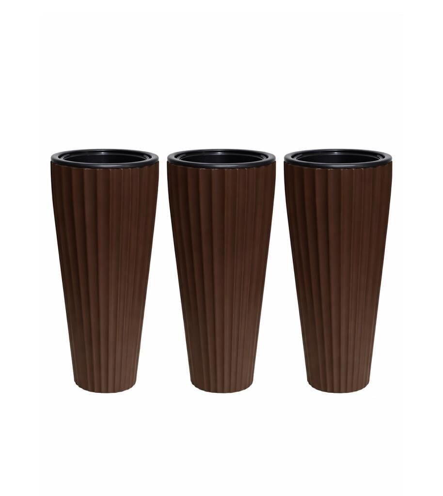 SO-LVT1 Lilyum Vazo Saksı Takımı İç Kovalı 3 Adet 54 Lt No:1 Kahverengi