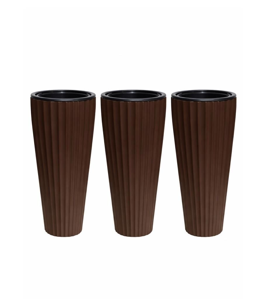 SO-LVT1 Lilyum Vazo Saksı Takımı İç Kovalı 3 Adet 54 Lt No:1 Kahverengi