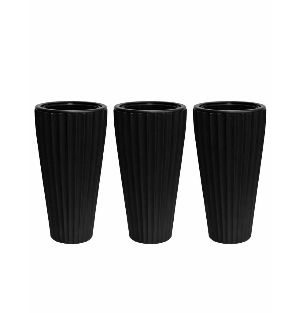 SO-LVT1 3 Adet Lilyum Vazo Saksı Takımı İç Kovalı 54 Lt No:1 Siyah