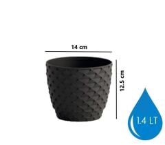 Omnipazar SO-KAP2 Kapadokya Dekoratif Plastik Saksı 1.4 Litre No 2 Antrasit (116)