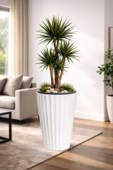 SO-LVT2 3 Adet Lilyum Vazo Saksı Takımı İç Kovalı 90 Litre No:2 Beyaz