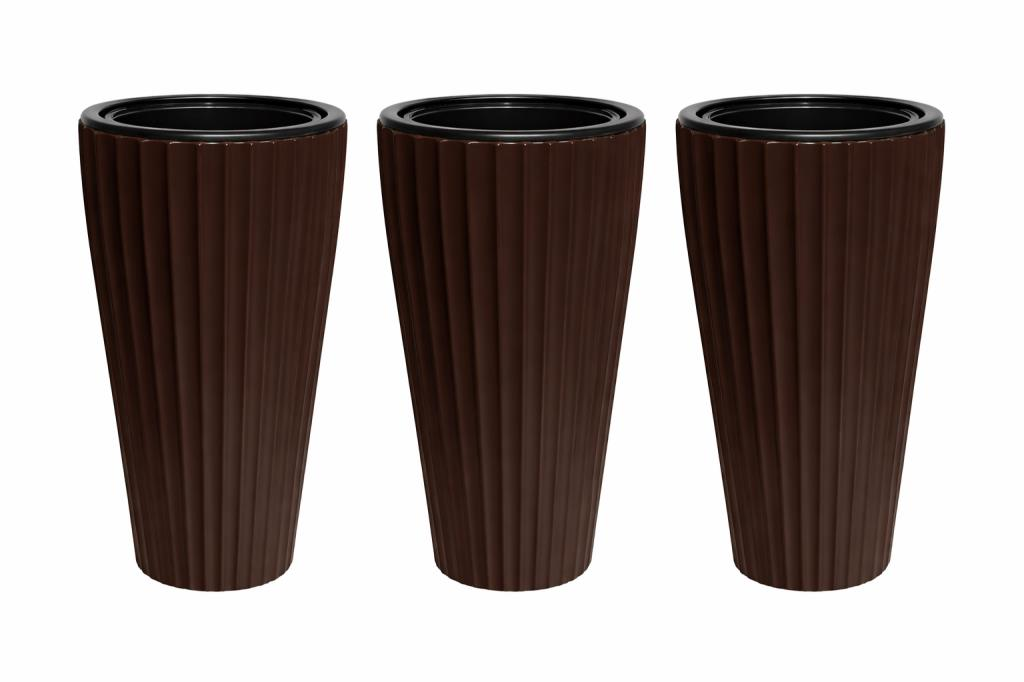 SO-LVT2 3 Adet Lilyum Vazo Saksı Takımı İç Kovalı 90 Litre No:2 Kahverengi