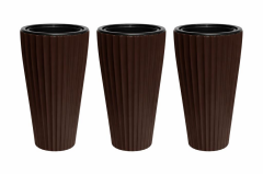SO-LVT2 3 Adet Lilyum Vazo Saksı Takımı İç Kovalı 90 Litre No:2 Kahverengi