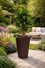 SO-LVT2 3 Adet Lilyum Vazo Saksı Takımı İç Kovalı 90 Litre No:2 Kahverengi