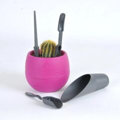 Omnipazar SO-KDS01 Botanik Plastik Mini Kaktüs Dikim Seti Antrasit